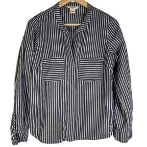 Sundance Women's  Size XS Tab Collar Button Up Blue Long Sleeve Shirt